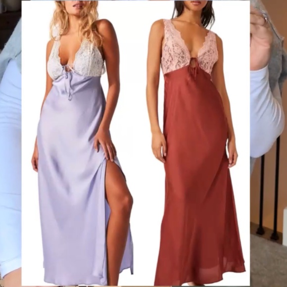 FP Free People Intimatley Country Side Lace Nightgown Lavender Purple Lilac XS - Picture 6 of 8